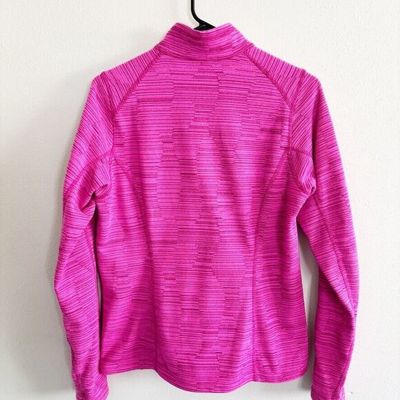 North Face Women Size M Lightweight Pink Patterned Fleece Half Zip Logo Layer - Picture 2 of 12